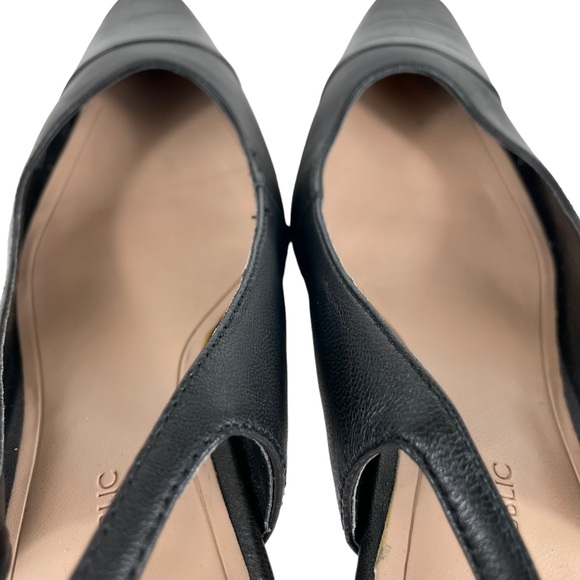 Banana Republic Slingback Black Soft Leather Strap 2.75” Heels Textured Size 9.5 - Picture 7 of 16